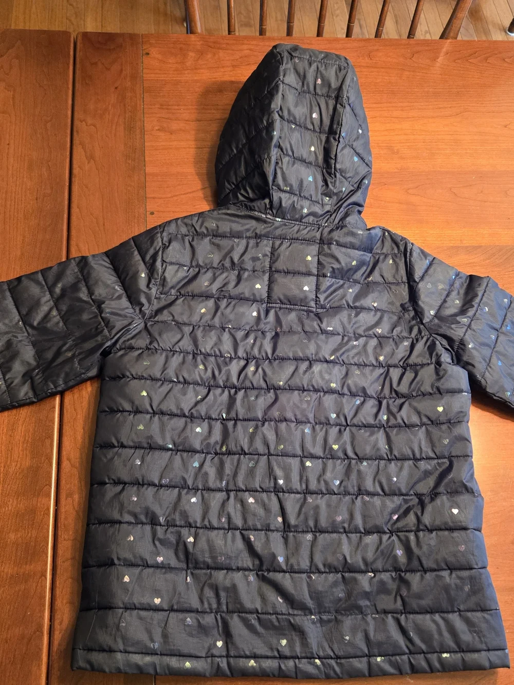 Kids Navy Hooded Puffer Jacket Medium